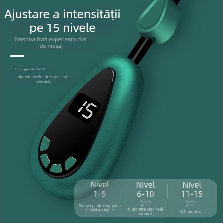 Masaj cervical cu compresie caldă și EMS microcurent, alimentat pe baterie, model JZY-001, 58 g