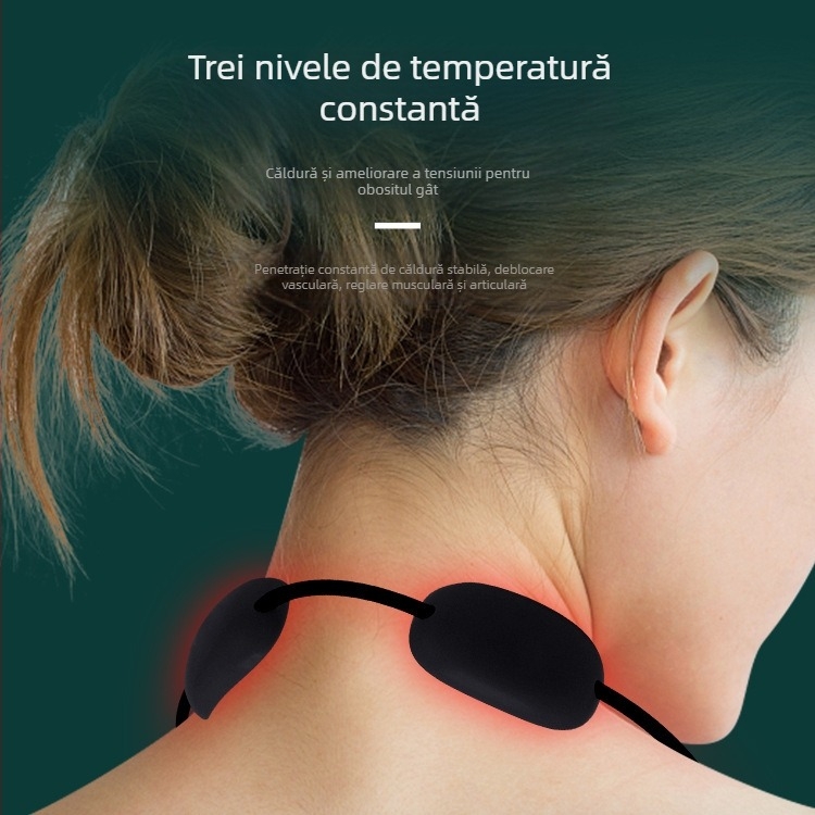Masaj cervical cu compresie caldă și EMS microcurent, alimentat pe baterie, model JZY-001, 58 g