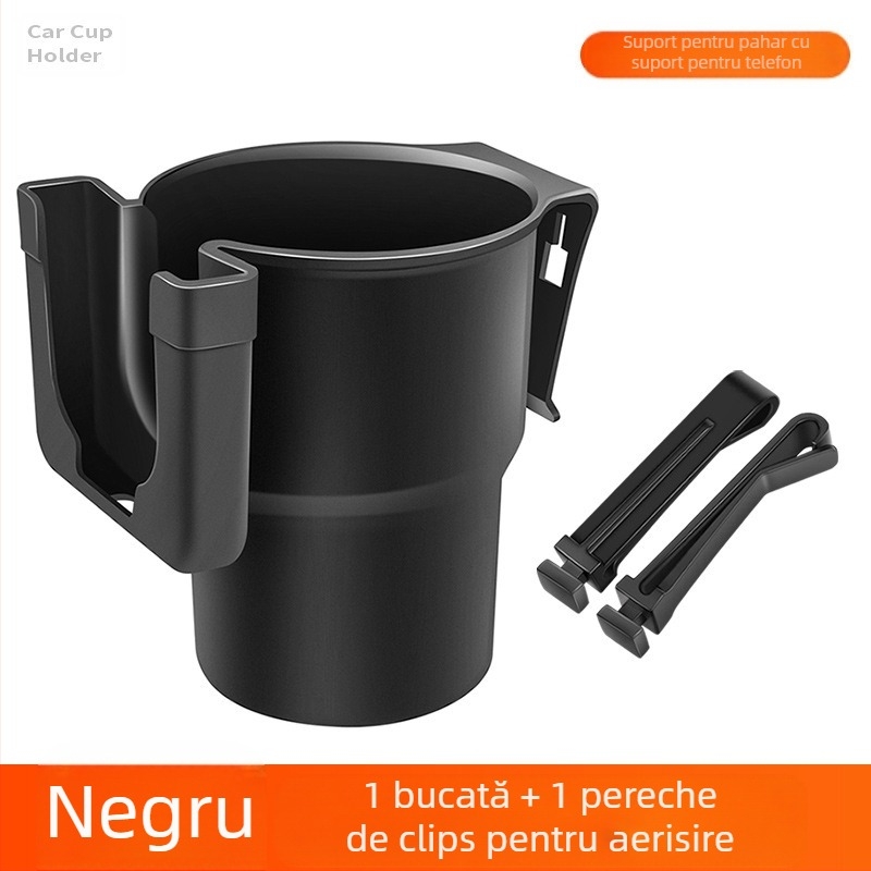 CHISHAN suport auto multifunctional pentru pahare, montaj pe ventilatorul de aer, material PP, model Cutie pentru pahare nouă, compatibil cu gurile de aer, spătarul scaunului și consola centrală