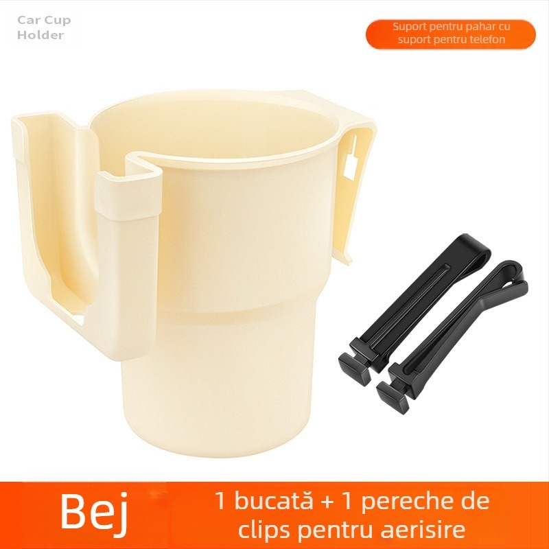 CHISHAN suport auto multifunctional pentru pahare, montaj pe ventilatorul de aer, material PP, model Cutie pentru pahare nouă, compatibil cu gurile de aer, spătarul scaunului și consola centrală