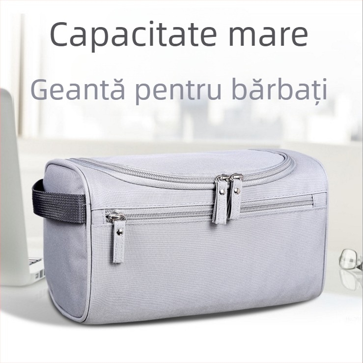 Geantă de toaletă pentru călătorii, PU impermeabil, capacitate mare, compartiment pentru ruj, unisex, stil stradal (PU, impermeabil, capacitate mare, compartiment pentru ruj)