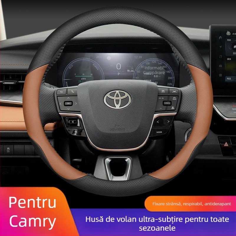 Acoperire volan auto – stil sport, universal pentru toate sezoanele, din piele de vită, proiectat special pentru mașini.