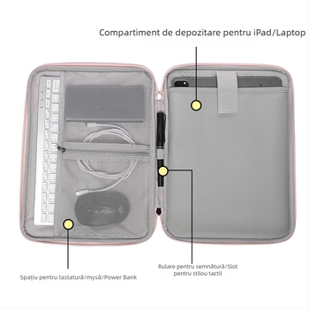 Husă pentru iPad/tabletă cu buzunar interior, rezistentă la șocuri și la apă, PU material, căptușeală din velur cristal, culoare solidă