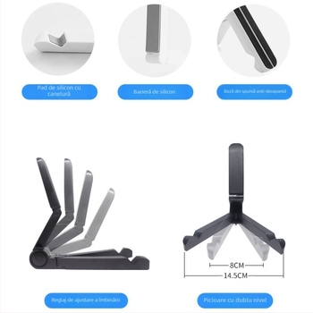Suport de masă pentru telefon și tabletă, pliabil, portabil, compact, pentru vizionarea emisiunilor și streaming live; compatibil cu iPhone, iPad și iPod
