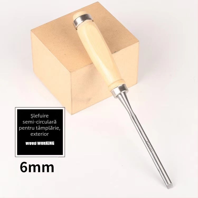 Set de 4 dălți semicirculare pentru tâmplărie, lamă din oțel instrument, mâner din lemn, cap circular pentru sculptură în lemn