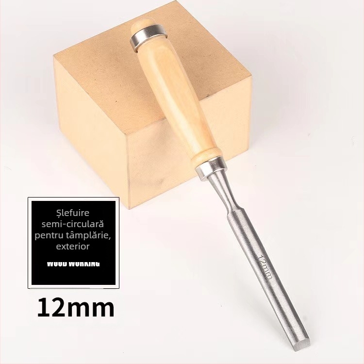 Set de 4 dălți semicirculare pentru tâmplărie, lamă din oțel instrument, mâner din lemn, cap circular pentru sculptură în lemn