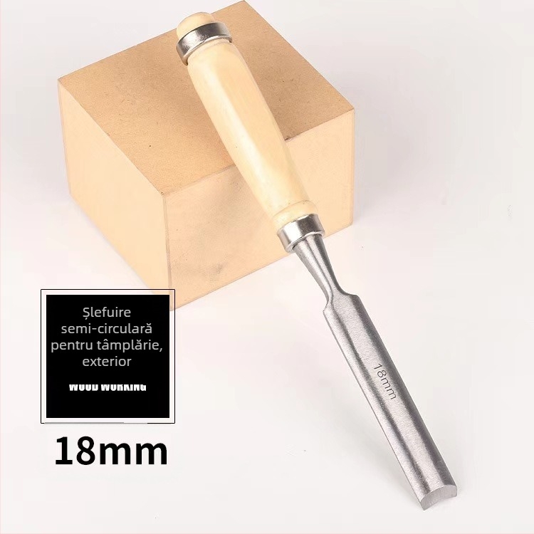 Set de 4 dălți semicirculare pentru tâmplărie, lamă din oțel instrument, mâner din lemn, cap circular pentru sculptură în lemn