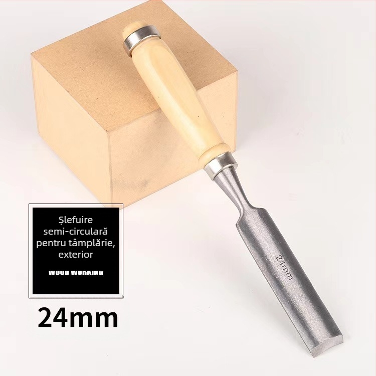 Set de 4 dălți semicirculare pentru tâmplărie, lamă din oțel instrument, mâner din lemn, cap circular pentru sculptură în lemn