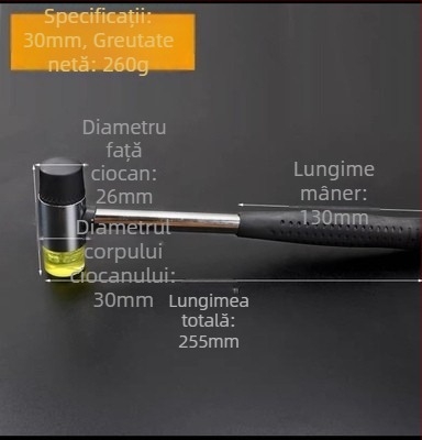 Ciocan cu cap rotund din cauciuc, mâner PVC, rezistent la explozie și la șocuri, pentru montaj și decorare