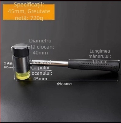 Ciocan cu cap rotund din cauciuc, mâner PVC, rezistent la explozie și la șocuri, pentru montaj și decorare