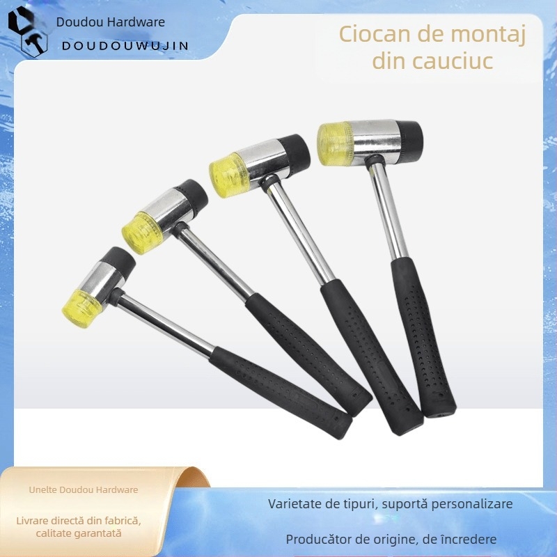 Ciocan cu cap rotund din cauciuc, mâner PVC, rezistent la explozie și la șocuri, pentru montaj și decorare