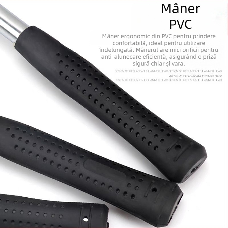 Ciocan cu cap rotund din cauciuc, mâner PVC, rezistent la explozie și la șocuri, pentru montaj și decorare