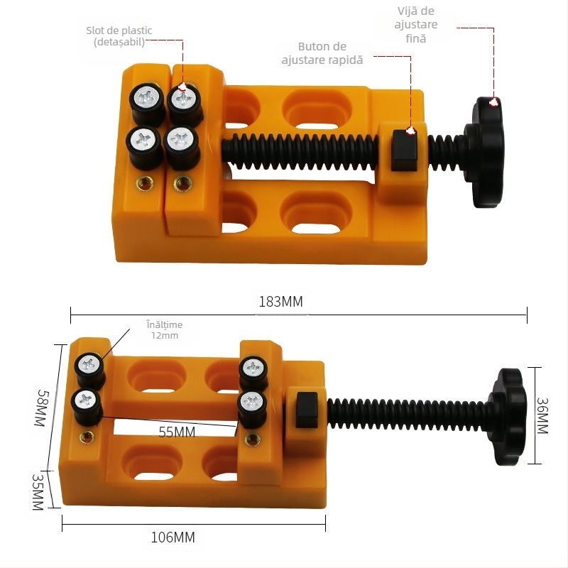 Bench vise – opt găuri, clește mic de masă pentru sculptură Bodhi walnut Wenwan, Joist