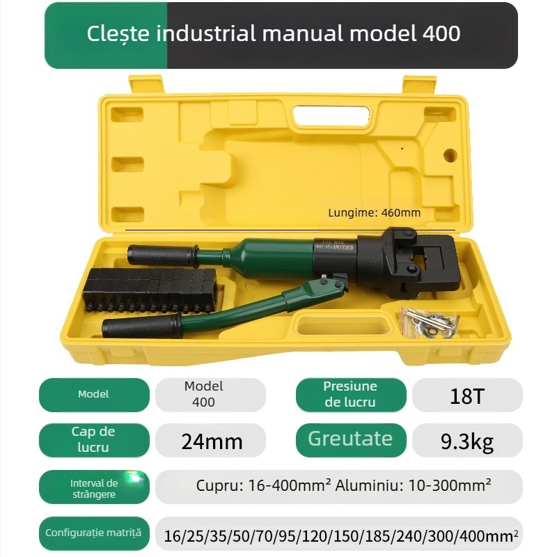Pense hidraulice pentru crimpare pentru electricieni, design integrat, Volvan, economie de efort, greutate 10, material: oțel special
