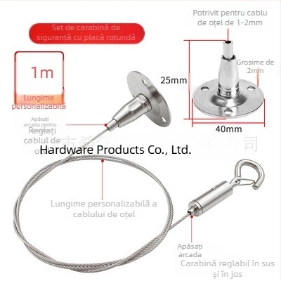Hiwa XH-2024041501 Încuietoare pentru cablu din oțel cu cârlig de siguranță, blocare reglabilă pentru montaj la panouri luminoase