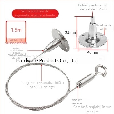 Hiwa XH-2024041501 Încuietoare pentru cablu din oțel cu cârlig de siguranță, blocare reglabilă pentru montaj la panouri luminoase