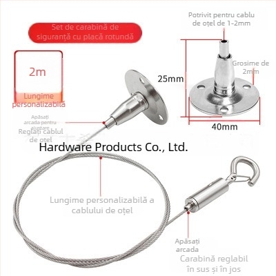 Hiwa XH-2024041501 Încuietoare pentru cablu din oțel cu cârlig de siguranță, blocare reglabilă pentru montaj la panouri luminoase