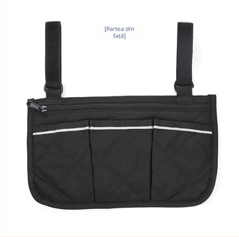 Geantă pentru brațul lateral al scaunului cu rotile, model KSYS109; material: 80% poliester + 20% bumbac; grosime: 0,2 cm