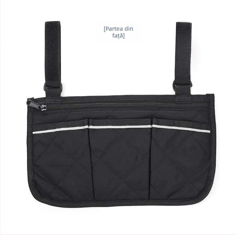 Geantă pentru brațul lateral al scaunului cu rotile, model KSYS109; material: 80% poliester + 20% bumbac; grosime: 0,2 cm