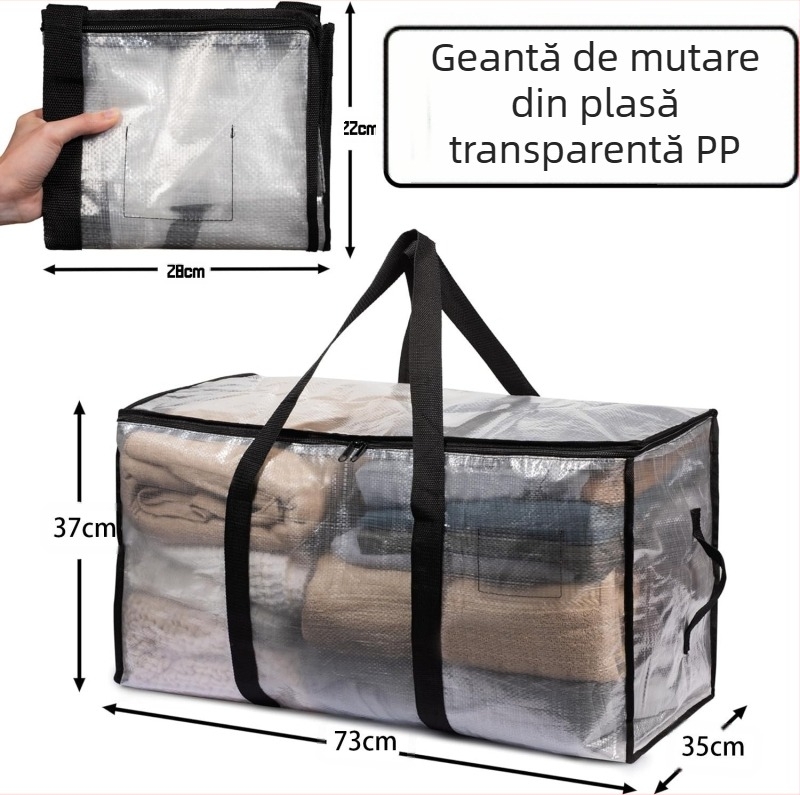 Geantă de mutare din PP țesut, capacitate mare – geantă de ambalare și depozitare din țesătură pentru haine