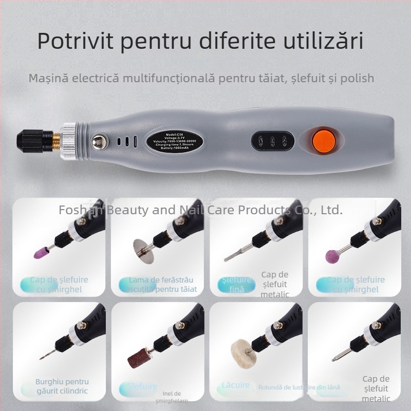 Burghiu electric mini de precizie pentru gravură pe jad și lemn, gravură și lustruire (baterie Li-ion reîncărcabilă, 3.7V–5V, transmisie în trei trepte, cablu 1 m)