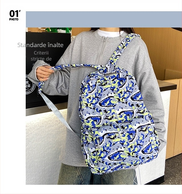 Rucsac pentru elevi în stil coreean, 36-55L, nailon, compatibil cu laptop de 16 inch, impermeabil și rezistent la abraziune