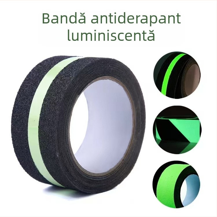 Bandă de siguranță pentru scări, pe bază PET, fosforescentă, antiderapantă, imprimabilă, potrivită pentru scări, baie și hotel