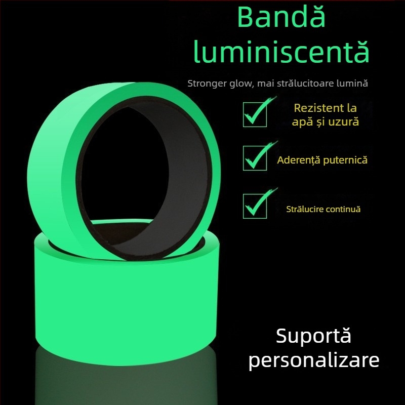 Bandă de siguranță pentru scări, pe bază PET, fosforescentă, antiderapantă, imprimabilă, potrivită pentru scări, baie și hotel