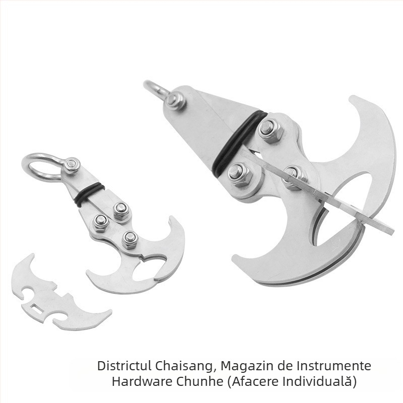 Cârlig de alpinism din oțel inoxidabil, exterior, cu mecanism pliabil de eliberare și gravitație