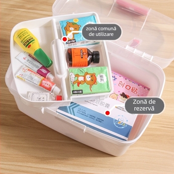 Cutie din plastic pentru medicamente, pentru uz casnic, organizator portabil pentru medicamente, model Y01, cu logo imprimat, ambalare 36 buc