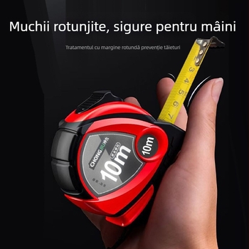 Ruletă de măsurat cu bandă din oțel, extensibilă, acoperire din cauciuc, precizie înaltă, rezistentă la cădere și uzură