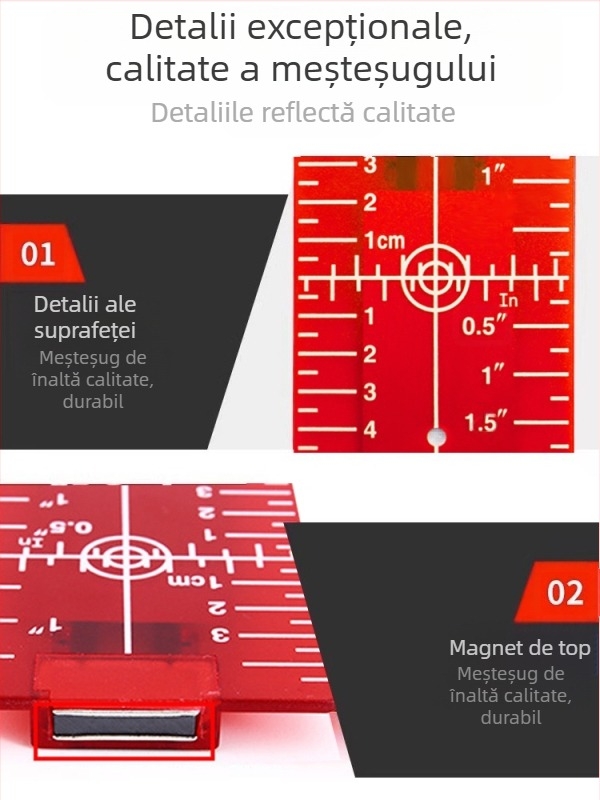 Nivel laser cu placă țintă magnetică și fascicule infraroșii și vizibile pentru alinierea la tavan