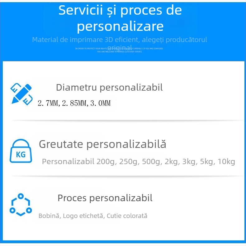 Filament pentru imprimare 3D Pinrui — PLA cu finisaj mătase, secțiune circulară, densitatea 1.24