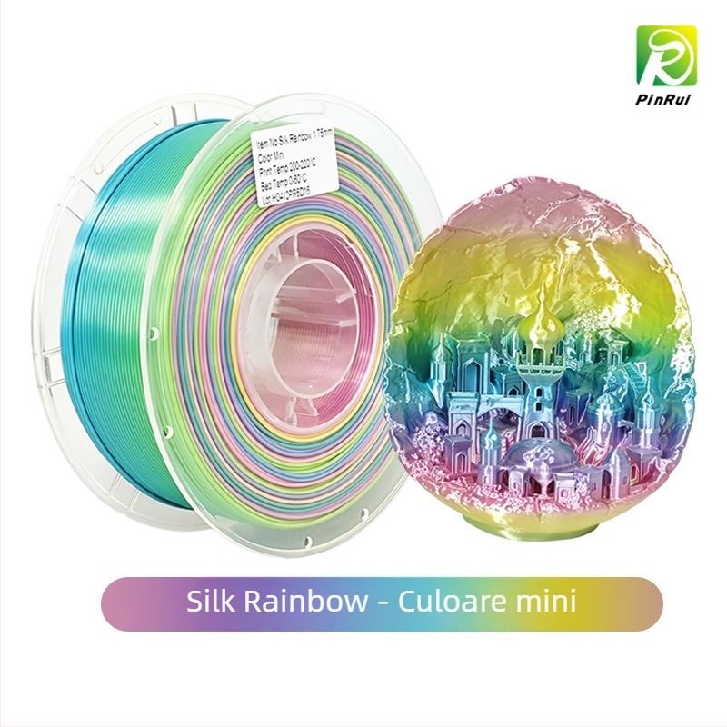 Filament pentru imprimare 3D Pinrui — PLA cu finisaj mătase, secțiune circulară, densitatea 1.24