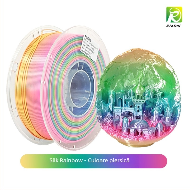 Filament pentru imprimare 3D Pinrui — PLA cu finisaj mătase, secțiune circulară, densitatea 1.24