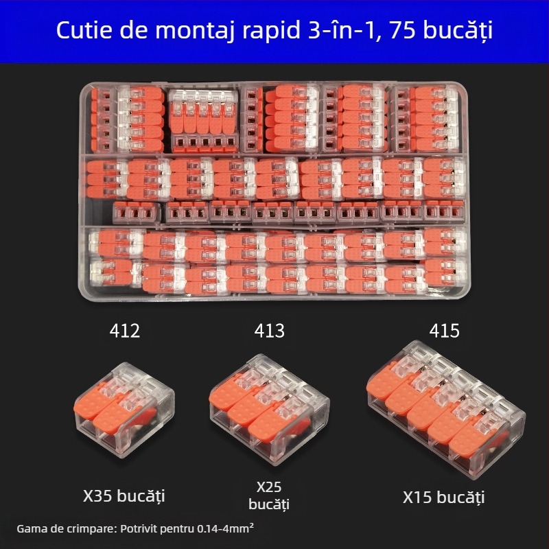 Terminal de conectare rapidă pentru cabluri în paralel și branșare, 2345 găuri, 1 intrare-1 ieșire, cu clemă de conectare rapidă