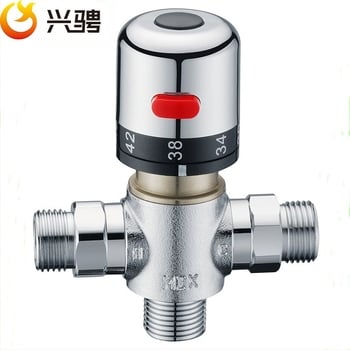 XC-02 Robinet termostatic de amestec din cupru, cu aliaj SMA, conexiune DN15, presiune de lucru 0,03–1 MPa, potrivit pentru boilere solare, electrice și pe gaz.