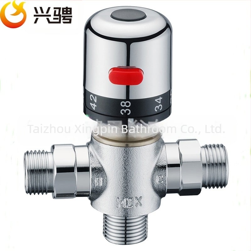 XC-02 Robinet termostatic de amestec din cupru, cu aliaj SMA, conexiune DN15, presiune de lucru 0,03–1 MPa, potrivit pentru boilere solare, electrice și pe gaz.