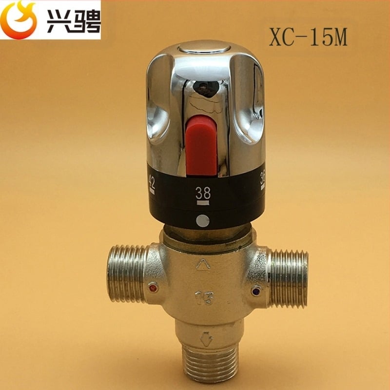 XC-02 Robinet termostatic de amestec din cupru, cu aliaj SMA, conexiune DN15, presiune de lucru 0,03–1 MPa, potrivit pentru boilere solare, electrice și pe gaz.