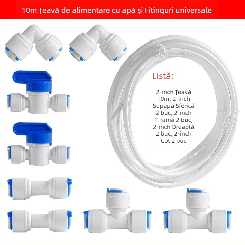 Conector pentru purificator de apă, filtrare în conducte – POM alimentar, 2 țevi PE, pentru mașină de gheață, aparat de cafea și boiler