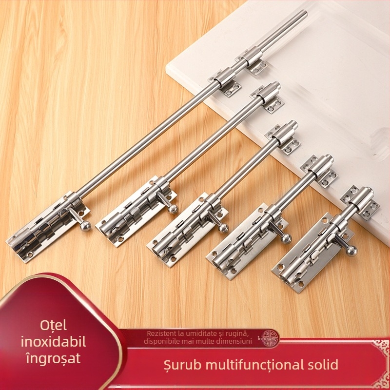 Zăvor pentru ușă tip F din oțel inoxidabil, cu gaură de blocare, model F type, finisaj fin, stil modern minimalist