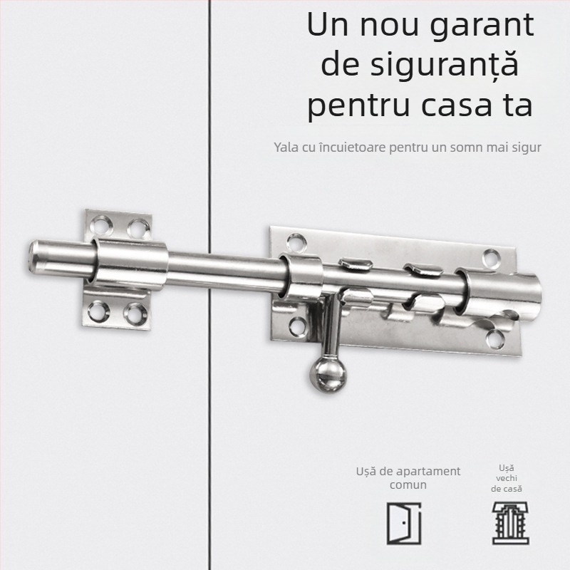 Zăvor pentru ușă tip F din oțel inoxidabil, cu gaură de blocare, model F type, finisaj fin, stil modern minimalist