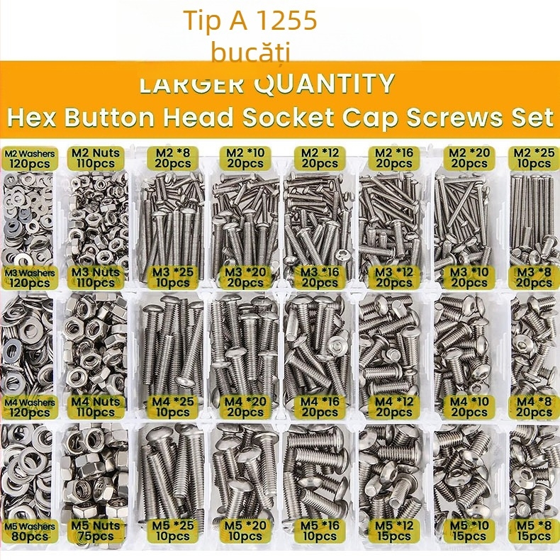 Set șuruburi și piulițe cu cap pan – ISO 7380, Gradul A