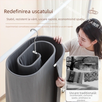 Uscător de haine suspendat, formă rotundă cu clipsuri, construcție din fier