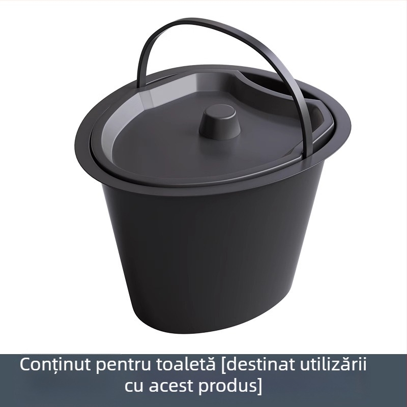 Scaun de toaletă pentru vârstnici și femei însărcinate, cadru din oțel-carbon îngroșat, model Section 06, cu găleată de toaletă inclusă