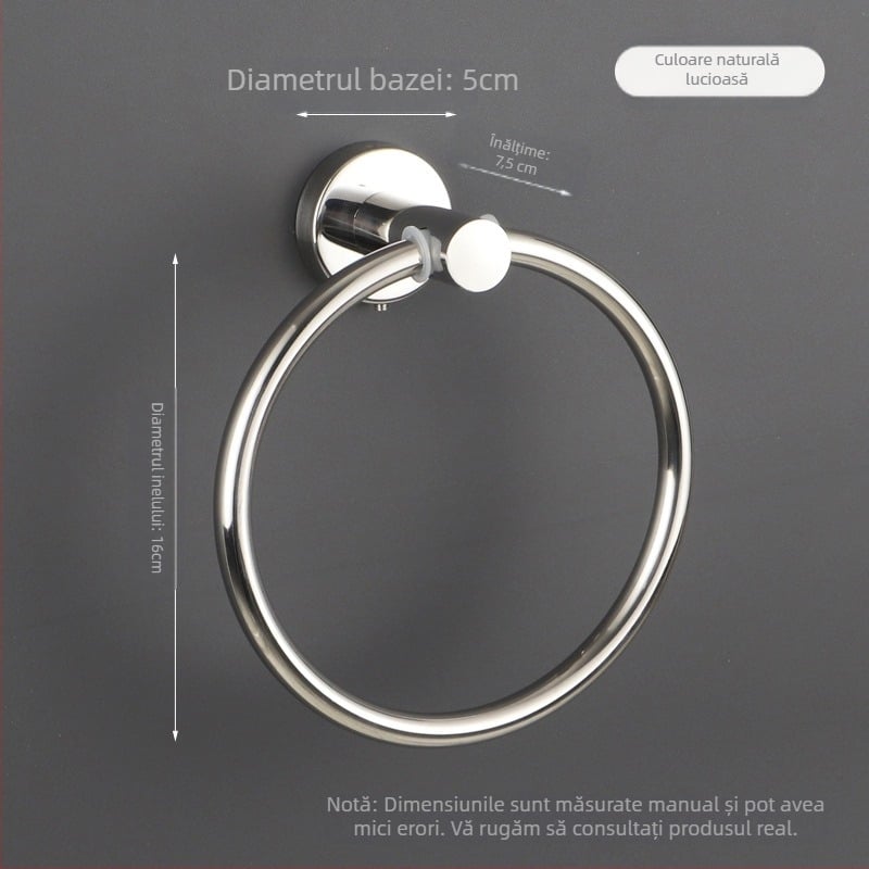 Inel pentru prosoape din oțel inoxidabil 304, finisaj lucios, capacitate de încărcare 10 kg, set de accesorii pentru baie