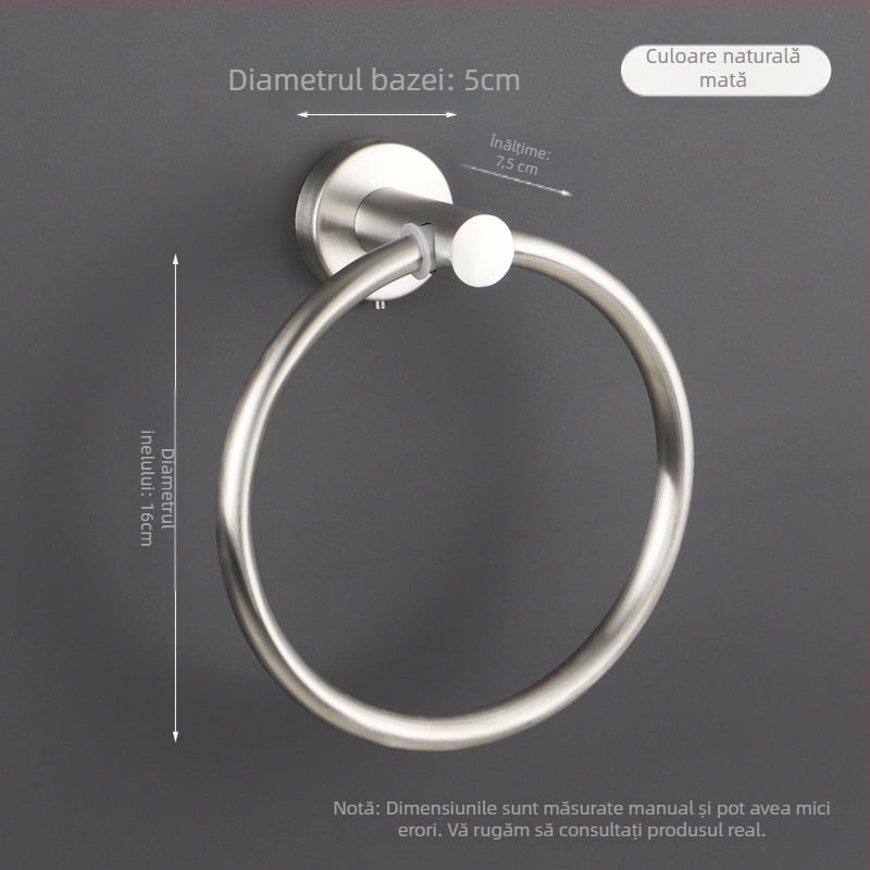Inel pentru prosoape din oțel inoxidabil 304, finisaj lucios, capacitate de încărcare 10 kg, set de accesorii pentru baie