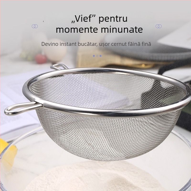 Lingură de prăjit din oțel inoxidabil cu mâner din lemn, cap dublu, anti-alunecare, protecție împotriva arsurilor