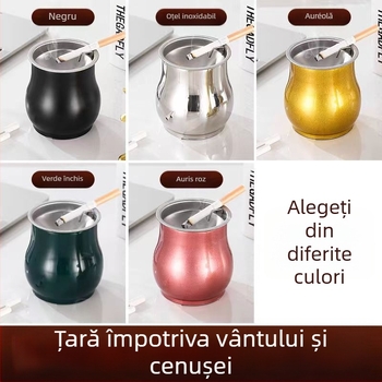 Scrumieră în formă de tambur din oțel inoxidabil pentru living | Minimalist, lux ușor; Personalizabil cu siglă imprimată; Origine: Chaozhou