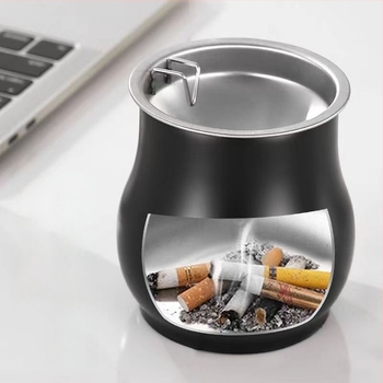 Scrumieră în formă de tambur din oțel inoxidabil pentru living | Minimalist, lux ușor; Personalizabil cu siglă imprimată; Origine: Chaozhou